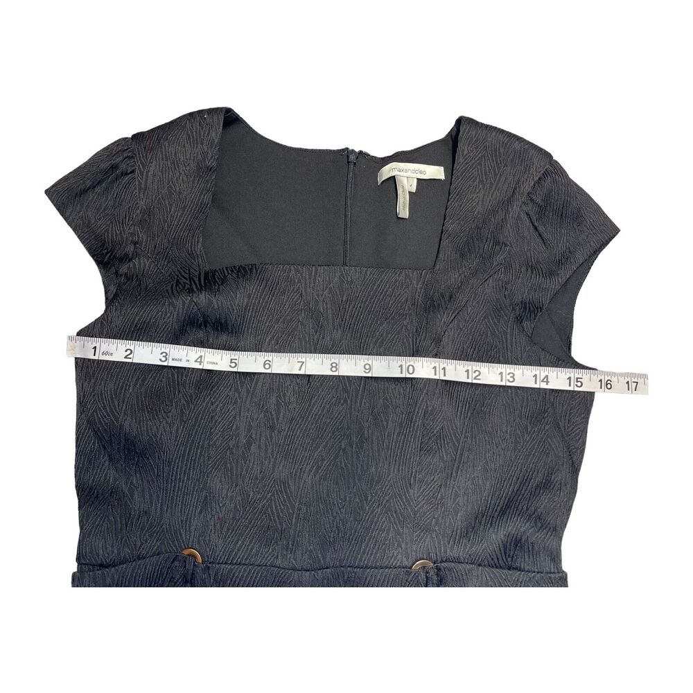 Max & Cleo Fit & Flare Dress Girls 4 Textured Belted Cap Sleeve Square Neck - Picture 4 of 7